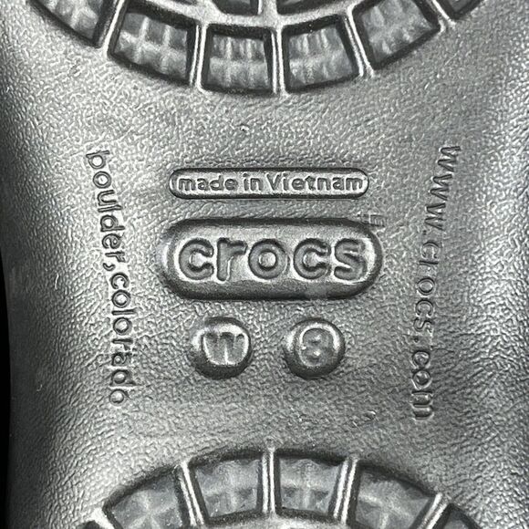 Crocs Kadee Flats Womens Size 8 Black Slip On Sandals Cutout Rubber Shoes - Picture 10 of 10